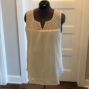 Cream lace sleeveless blouse